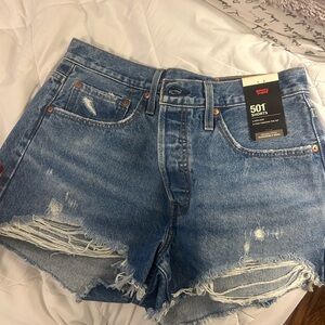 Levi's Distressed Blue Jean Shorts